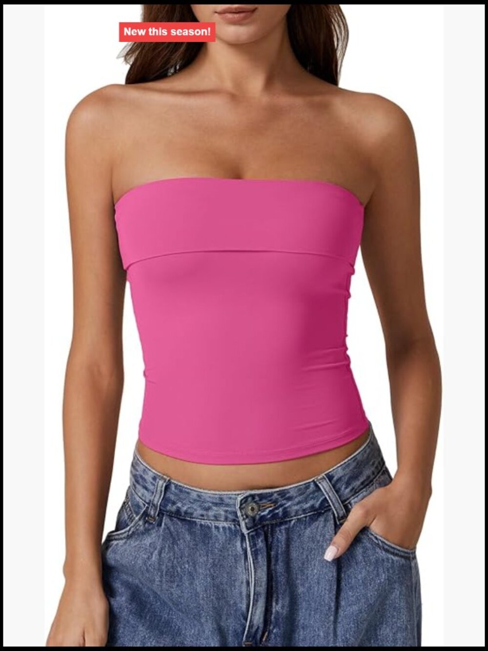 Double Lined Slim Fit Tube Top Strapless Bandeau Sleeveless Stretch Nylon